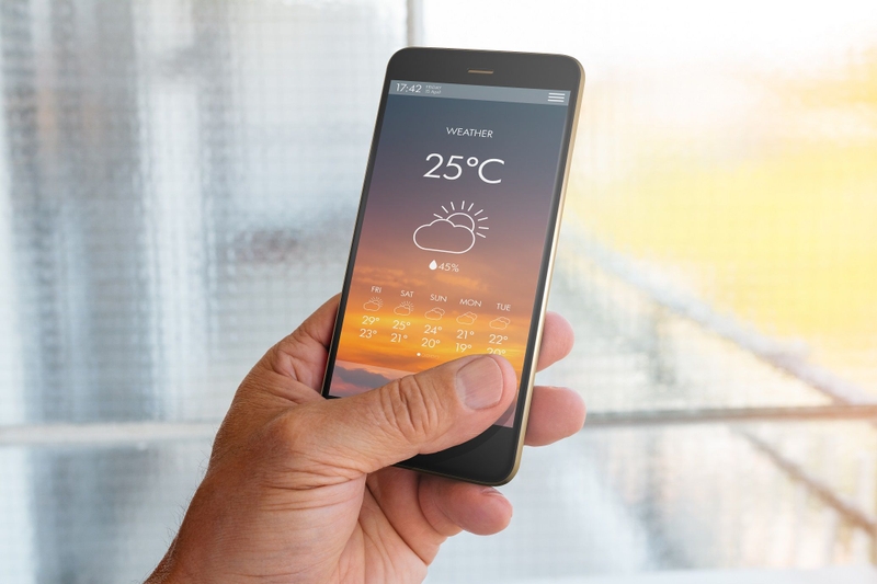 weather app on a smartphone