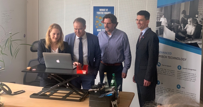 A picture taken during the visit. Left to right: Carolin Edler-Mende, Prof Dr Eckart Würzner, Michael Mende, Marc Massoth